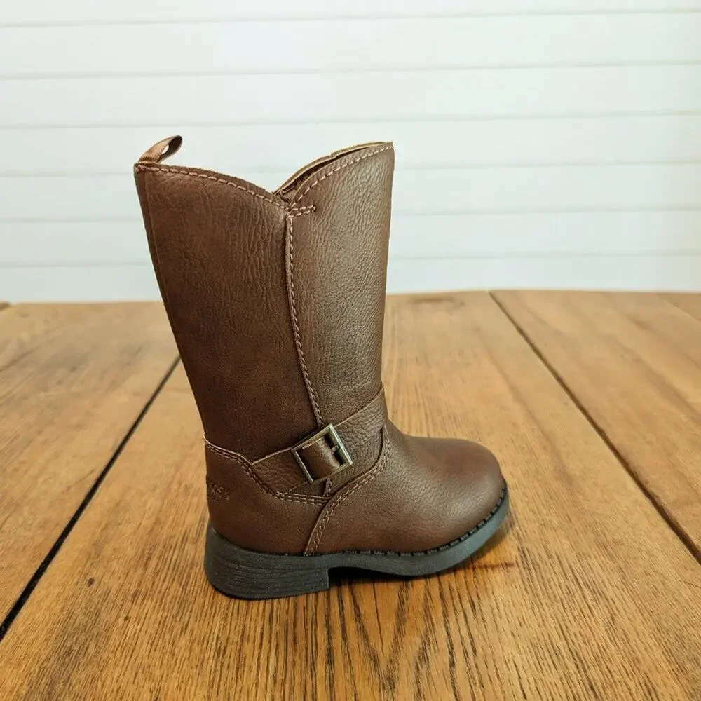 OshKosh B'gosh Lumi Riding Boots Toddler Girls Size 5 Brown Faux Leather Cowgirl